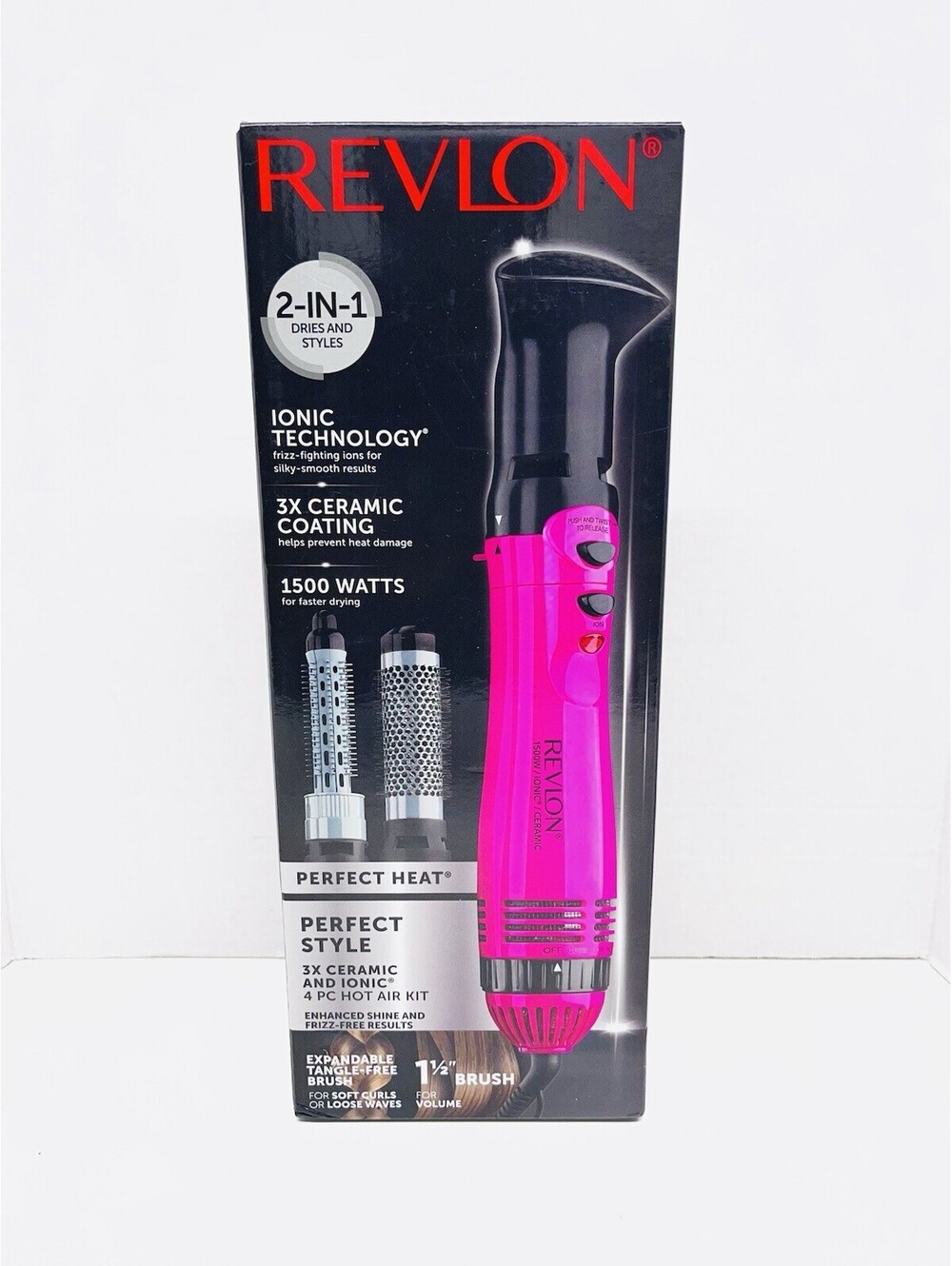 Revlon 1500W 2in1 Dries and styles hot air kit - 4 piece pink RVHA6002 NEW